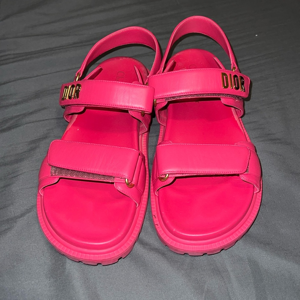 Pink Dior sandals with back strap